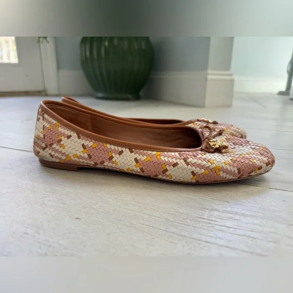 Tory Burch Woven Flats - Pink, Brown, and Cream - Picture 6 of 8
